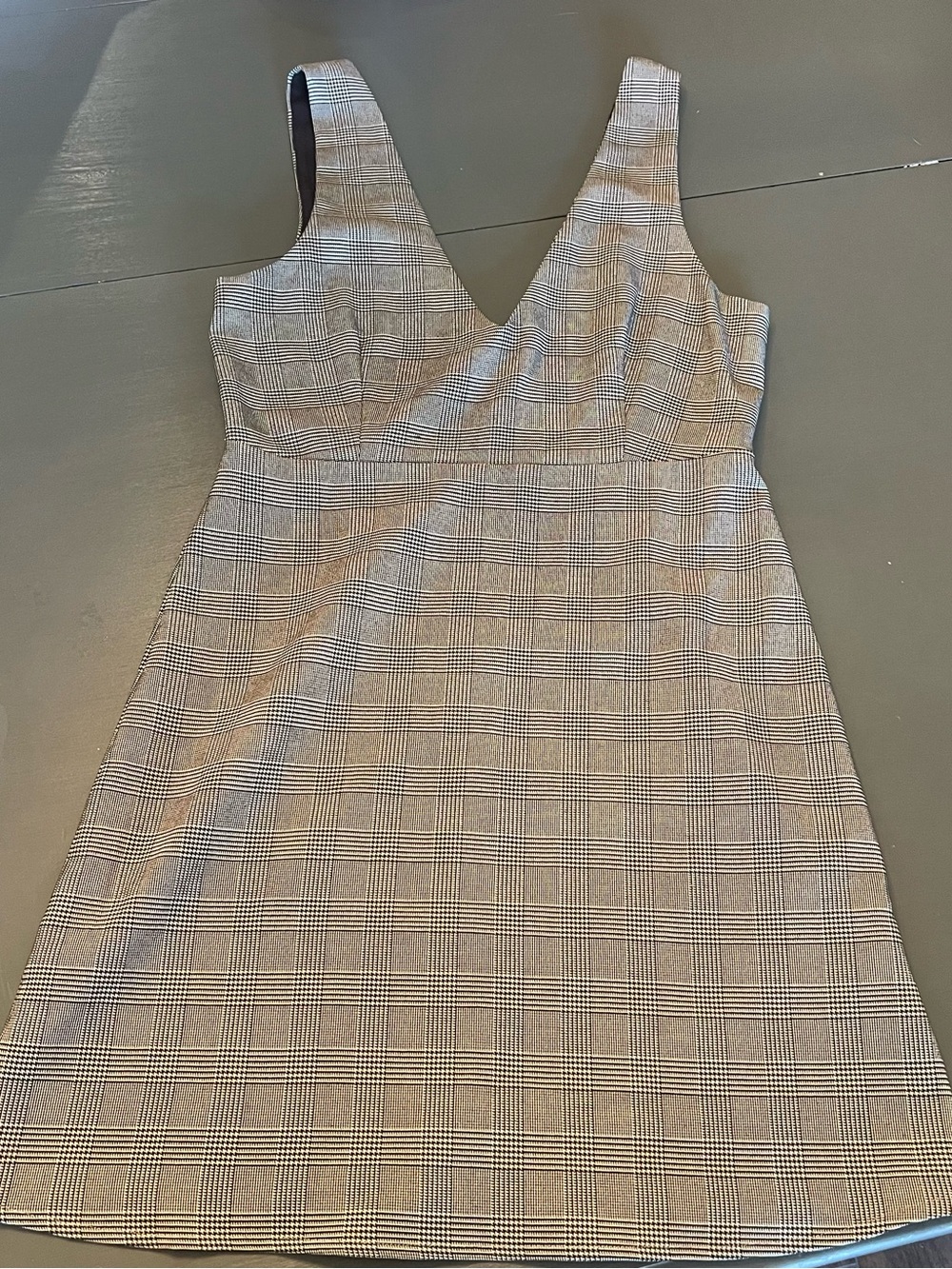 Everly Plaid V-Neck Sleeveless Mini Dress - Taupe/Brown